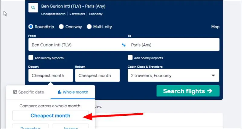 חיפוש בתאריך גמיש ממש בסקייסקנר